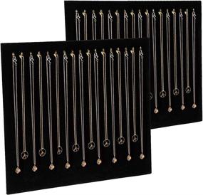 img 1 attached to 📿 Black Velvet Necklace Display Boards (2 Pack) - Perfect for Selling, Shows, and Jewelry Organization with 17 Hooks