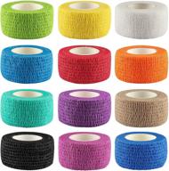 🔴 redting 12-pack 1 x 5 yards self adhesive bandage wrap for pets & sports, elastic cohesive wrap for first aid, injuries & protection – 12 colors available логотип