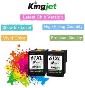 img 2 attached to 🖨️ Kingjet Remanufactured HP 61 Ink Cartridge Replacement -2 Black | Compatible with Envy 4500, Deskjet 1010, Officejet 2620 & more