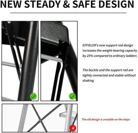 img 2 attached to 🪜 EFFIELER 2 Step Stool: Ergonomic Folding Step Ladder with Anti-Slip Pedal - Sturdy and Versatile for Household, Kitchen, and Office (Matte Black, 430 lbs Capacity)