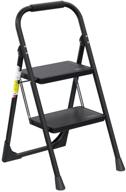 🪜 effieler 2 step stool: ergonomic folding step ladder with anti-slip pedal - sturdy and versatile for household, kitchen, and office (matte black, 430 lbs capacity) логотип