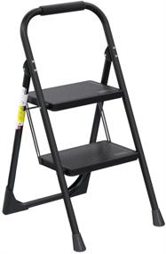 img 4 attached to 🪜 EFFIELER 2 Step Stool: Ergonomic Folding Step Ladder with Anti-Slip Pedal - Sturdy and Versatile for Household, Kitchen, and Office (Matte Black, 430 lbs Capacity)