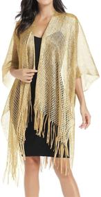 img 3 attached to 👘 Kimono Shawls and Wraps: Elegant Gold Accessories for Women in Scarves & Wraps