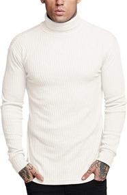 img 4 attached to 👕 Amussiar Men's Turtleneck Pullover: Stylish Ribbed Long Sleeve Thermal Top