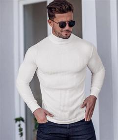 img 3 attached to 👕 Amussiar Men's Turtleneck Pullover: Stylish Ribbed Long Sleeve Thermal Top