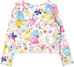 img 3 attached to 🌈 Colorful Rainbow Sleeve Blouse Shirts: Girls' T-shirt Collection in Tops, Tees & Blouses