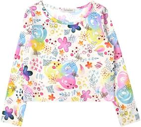 img 4 attached to 🌈 Colorful Rainbow Sleeve Blouse Shirts: Girls' T-shirt Collection in Tops, Tees & Blouses