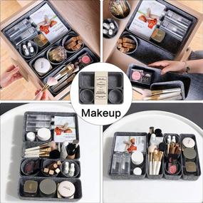 img 1 attached to 🗄️ Felt Drawer Organizer Trays: Set of 8 Foldable Dividers for Makeup, Jewelry, Utensils in Bedroom Dresser, Office, and Kitchen