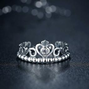 img 3 attached to 👑 Presentski Fashion 925 Sterling Silver Crown Princess Diamond Ring: A Timeless Symbol of Love and Royalty