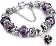 xoyoyzu family tree charms bracelet: sparkling murano glass beads, butterfly flower charms, & amethyst elegance for girls and women logo