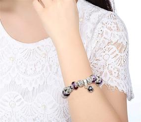 img 3 attached to XOYOYZU Family Tree Charms Bracelet: Sparkling Murano Glass Beads, Butterfly Flower Charms, & Amethyst Elegance for Girls and Women