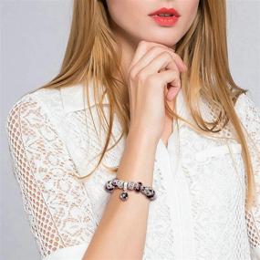 img 2 attached to XOYOYZU Family Tree Charms Bracelet: Sparkling Murano Glass Beads, Butterfly Flower Charms, & Amethyst Elegance for Girls and Women