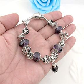 img 1 attached to XOYOYZU Family Tree Charms Bracelet: Sparkling Murano Glass Beads, Butterfly Flower Charms, & Amethyst Elegance for Girls and Women