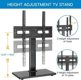 img 2 attached to 📺 PERLESMITH Universal Swivel TV Stand - Table Top TV Stand with Height Adjustment for 32-55 inch TV - Heavy-Duty Tempered Glass Base - VESA 400x400 Compatibility