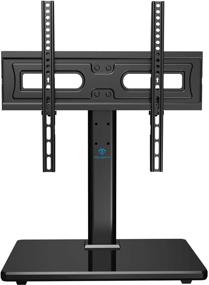 img 4 attached to 📺 PERLESMITH Universal Swivel TV Stand - Table Top TV Stand with Height Adjustment for 32-55 inch TV - Heavy-Duty Tempered Glass Base - VESA 400x400 Compatibility