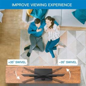img 3 attached to 📺 PERLESMITH Universal Swivel TV Stand - Table Top TV Stand with Height Adjustment for 32-55 inch TV - Heavy-Duty Tempered Glass Base - VESA 400x400 Compatibility