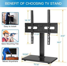 img 1 attached to 📺 PERLESMITH Universal Swivel TV Stand - Table Top TV Stand with Height Adjustment for 32-55 inch TV - Heavy-Duty Tempered Glass Base - VESA 400x400 Compatibility