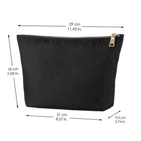 img 2 attached to FOREGOER Cosmetic Pouch: Stylish Nylon Makeup Bags with Golden Zipper for Travel, Waterproof Toiletry Organizer – Large, Black