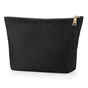 img 4 attached to FOREGOER Cosmetic Pouch: Stylish Nylon Makeup Bags with Golden Zipper for Travel, Waterproof Toiletry Organizer – Large, Black