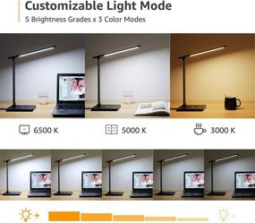 img 1 attached to 🔦 Lepro LED Desk Lamp: Dimmable Home Office Lamp with Touch Control, 9W Bright Reading Table Lamp - 3 Color Modes, 5 Brightness Levels, Eye-Caring Diffused Natural Light - Modern Sleek Task Lamp (Black)