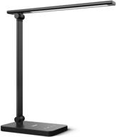 🔦 lepro led desk lamp: dimmable home office lamp with touch control, 9w bright reading table lamp - 3 color modes, 5 brightness levels, eye-caring diffused natural light - modern sleek task lamp (black) логотип