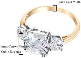 img 2 attached to Samie Collection Meghan's Engagement Ring – 3.67ctw Cushion AAA CZ 3 Stone – Princess Royal Wedding Inspired – 18K Gold Plated Promise Ring – Sizes 5-10