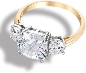 img 3 attached to Samie Collection Meghan's Engagement Ring – 3.67ctw Cushion AAA CZ 3 Stone – Princess Royal Wedding Inspired – 18K Gold Plated Promise Ring – Sizes 5-10