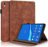 📚 premium pu leather folio stand cover for lenovo tab m10 hd 2nd gen 10.1 inch 2020 – brown logo