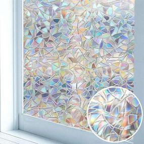 img 4 attached to 🌈 Niviy Rainbow Window Film: Privacy Sticker for Decorative 3D Cling in 11.8 x 78.7 inches - Non Adhesive, Removable Covering for Living Room, Kitchen, Office