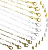 pp opount 30 pack necklace chains: gold, silver, and bronze plated, 18 inch bulk cable chain with pinch clasp bails - perfect for jewelry making logo