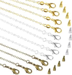 img 4 attached to PP OPOUNT 30 Pack Necklace Chains: Gold, Silver, and Bronze Plated, 18 inch Bulk Cable Chain with Pinch Clasp Bails - Perfect for Jewelry Making