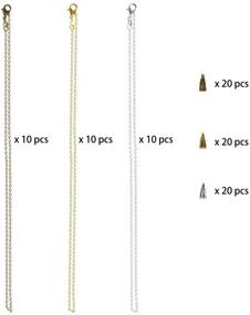 img 3 attached to PP OPOUNT 30 Pack Necklace Chains: Gold, Silver, and Bronze Plated, 18 inch Bulk Cable Chain with Pinch Clasp Bails - Perfect for Jewelry Making