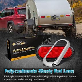 img 3 attached to Pair of 6-Inch Oval Chrome Trailer Truck Red 10 LED Surface Mount Stop Turn Tail Lights