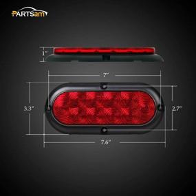 img 1 attached to Pair of 6-Inch Oval Chrome Trailer Truck Red 10 LED Surface Mount Stop Turn Tail Lights