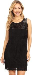 img 4 attached to 👗 Anna-Kaci Solid Color Fringed Sequin Cocktail Party Dress for Women Inspired by 1920s Flapper Style