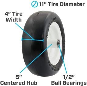 img 2 attached to ⛔️ Marathon Flat Free Lawnmower Tire: 11x4.00-5", 5" Hub, 1/2" Bearings - No More Flat Tires!
