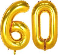 60th birthday party supplies - big 60 number balloons gold giant jumbo foil mylar balloons for women men, anniversary, events decorations логотип