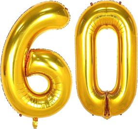 img 4 attached to 60th Birthday Party Supplies - Big 60 Number Balloons Gold Giant Jumbo Foil Mylar Balloons for Women Men, Anniversary, Events Decorations