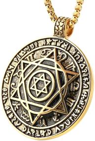 img 4 attached to HZMAN Talisman Seal Solomon Six-pointed Star | 12 Constellation Pendant Necklace – Stainless Steel | 22+2" Chain Included