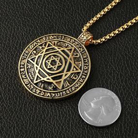 img 1 attached to HZMAN Talisman Seal Solomon Six-pointed Star | 12 Constellation Pendant Necklace – Stainless Steel | 22+2" Chain Included