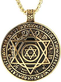 img 3 attached to HZMAN Talisman Seal Solomon Six-pointed Star | 12 Constellation Pendant Necklace – Stainless Steel | 22+2" Chain Included