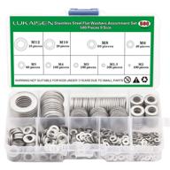 🔩 580-piece set of 304 stainless steel flat washers - 9 sizes (m2 m2.5 m3 m4 m5 m6 m8 m10 m12) ideal for home decor, factory repairs, kitchen projects, shop upgrades, and outdoor construction logo