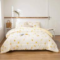 🌼 bedorm yellow flowers comforter set: garden floral bedding with lucky clover and yellow plaid reversible design - queen size botanical comforter and pillowcases logo