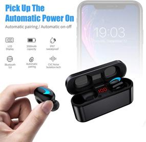 img 2 attached to 🎧 HBQ-Q32 Wireless Earbuds: Bluetooth 5.0 TWS Stereo Earphones with 90H Playtime, Sweatproof & 1500mAh Charging Case for iPhone and HUAWEI