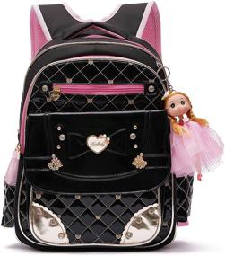 img 4 attached to Waterproof Leather Backpack Princess Bookbag Backpacks for Kids' Backpacks