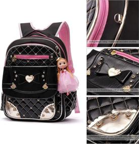 img 1 attached to Waterproof Leather Backpack Princess Bookbag Backpacks for Kids' Backpacks