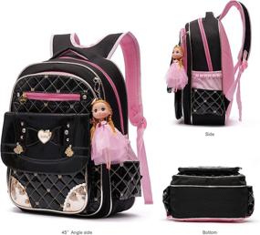 img 3 attached to Waterproof Leather Backpack Princess Bookbag Backpacks for Kids' Backpacks