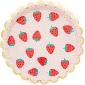 img 1 attached to Strawberry Birthday Party Pink Paper Plates - Gold Foil Design (9 In, 48 Pack)