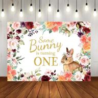 🐰 1st birthday easter bunny backdrop - baby girl happy first birthday photography background with spring watercolor floral decorations - 7x5ft - perfect for party decor, banner, and photo booth props logo