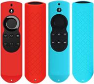 📱 2 pack remote cover for fire tv and fire tv stick (1st generation) - auswaur silicone protective case for fire tv (2017 edition) (2nd generation) and fire tv stick (1st generation) remote control - red blue logo